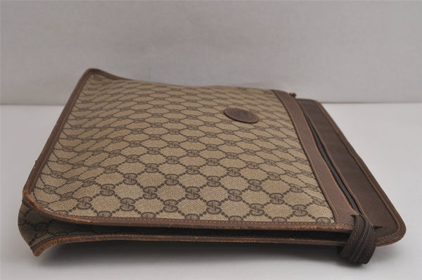 Authentic GUCCI Vintage Clutch Documents PC Case PVC Leather Brown 9337J