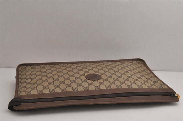 Authentic GUCCI Vintage Clutch Documents PC Case PVC Leather Brown 9337J