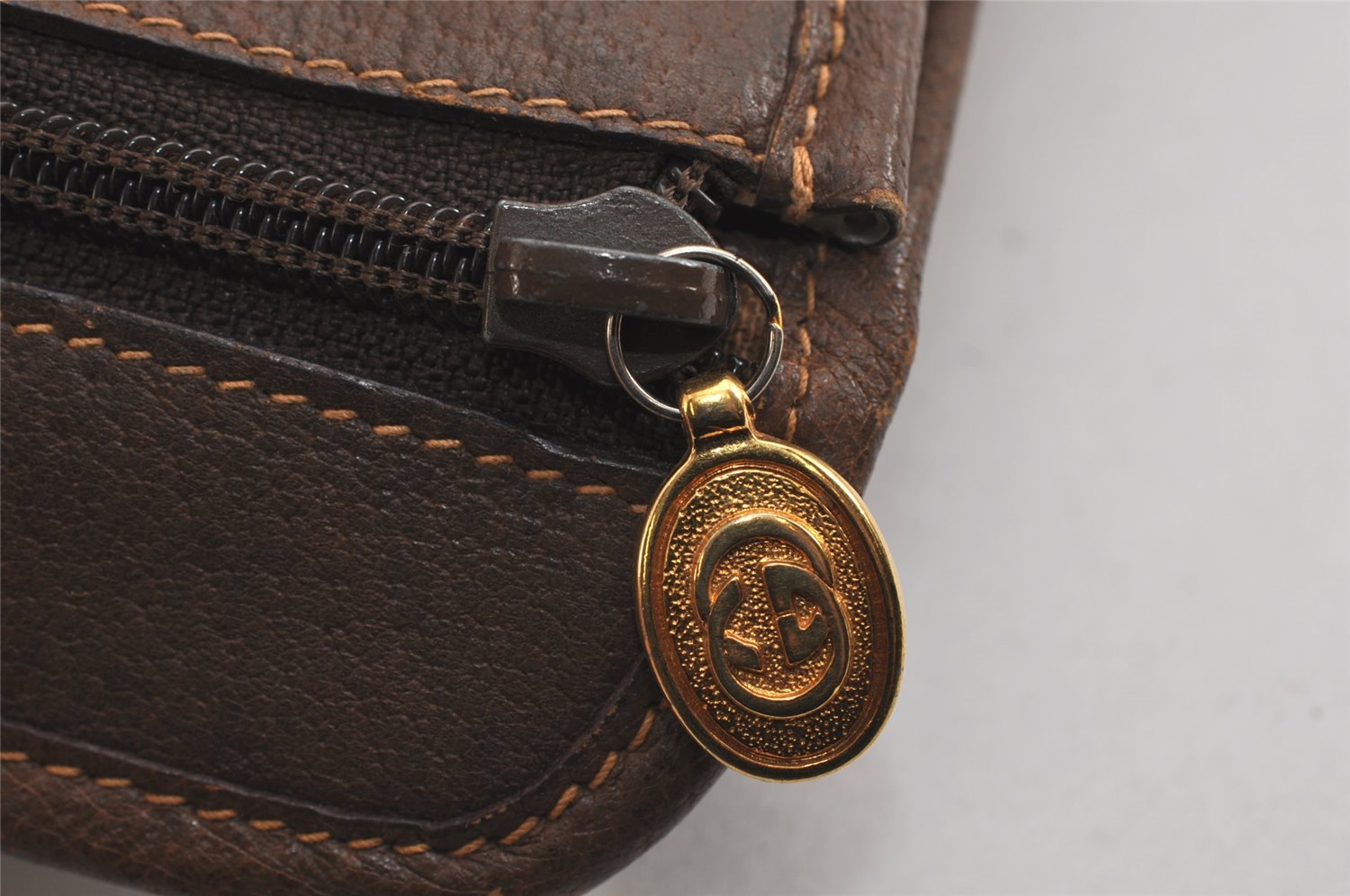 Authentic GUCCI Vintage Clutch Documents PC Case PVC Leather Brown 9337J