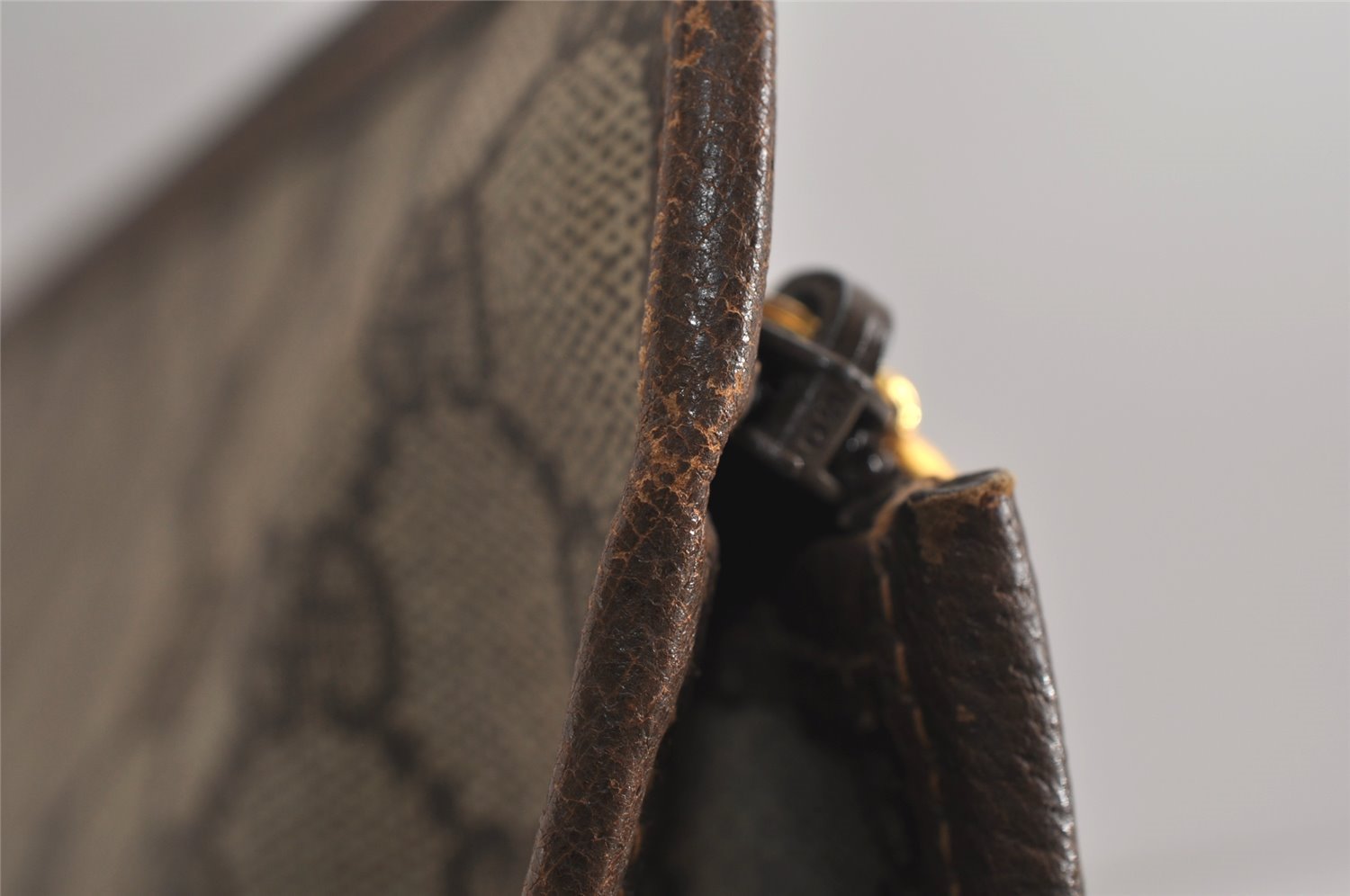 Authentic GUCCI Vintage Clutch Documents PC Case PVC Leather Brown 9337J