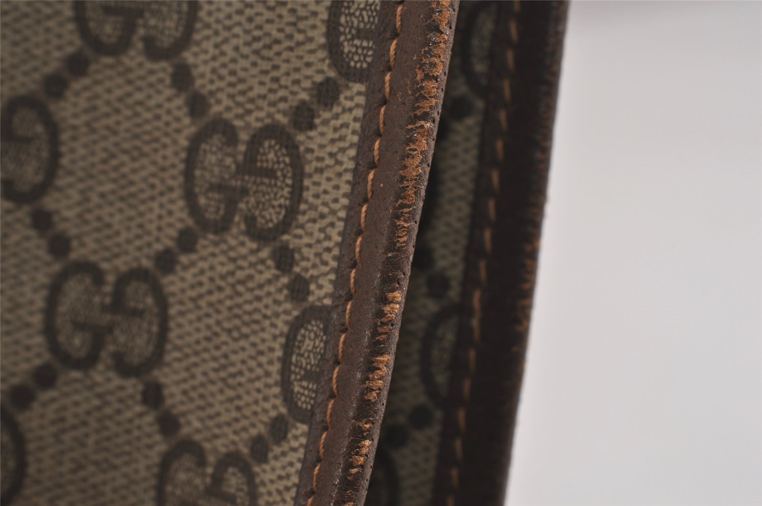 Authentic GUCCI Vintage Clutch Documents PC Case PVC Leather Brown 9337J