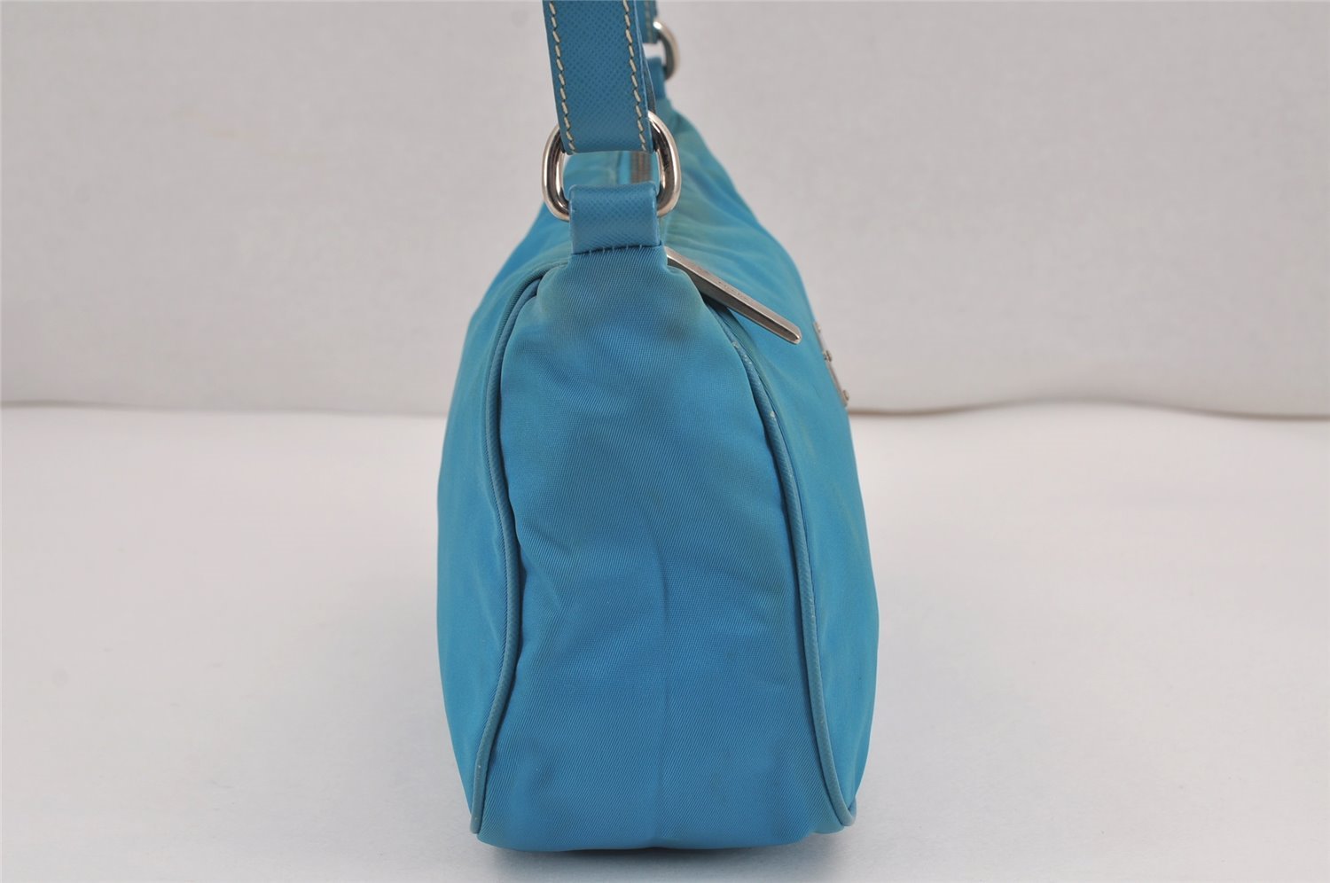 Authentic PRADA Vintage Nylon Tessuto Leather Shoulder Hand Bag Purse Blue 9338J
