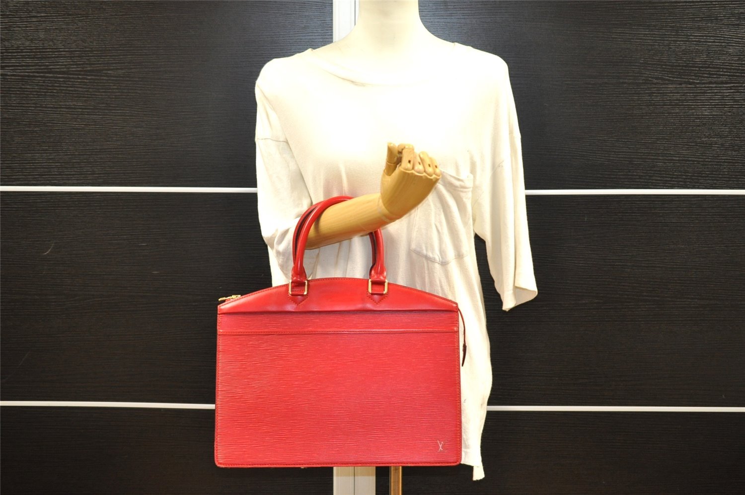 Authentic Louis Vuitton Epi Riviera Hand Bag Red M48187 LV Junk 9339I