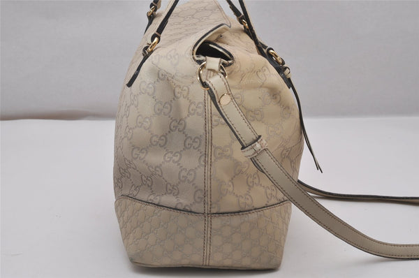 Authentic GUCCI Bree Guccissima 2Way Tote Bag GG Leather 353120 White 9342I
