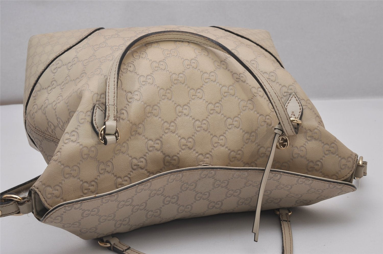 Authentic GUCCI Bree Guccissima 2Way Tote Bag GG Leather 353120 White 9342I