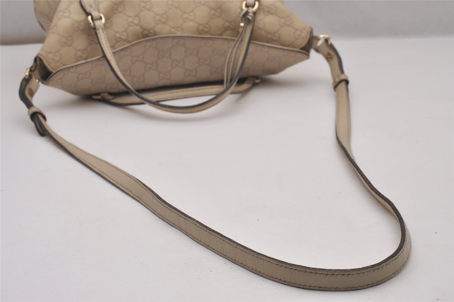 Authentic GUCCI Bree Guccissima 2Way Tote Bag GG Leather 353120 White 9342I