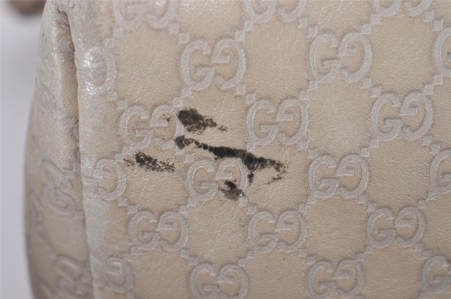 Authentic GUCCI Bree Guccissima 2Way Tote Bag GG Leather 353120 White 9342I