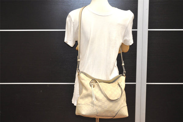 Authentic GUCCI Bree Guccissima 2Way Tote Bag GG Leather 353120 White 9342I