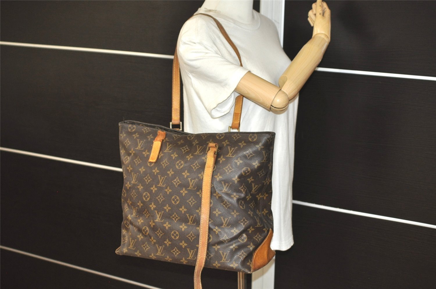 Authentic Louis Vuitton Monogram Cabas Mezzo Shoulder Tote Bag M51151 Junk 9343I