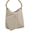 Authentic GUCCI Vintage Bamboo Shoulder Hand Bag Purse Leather White 9344I