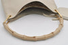 Authentic GUCCI Vintage Bamboo Shoulder Hand Bag Purse Leather White 9344I