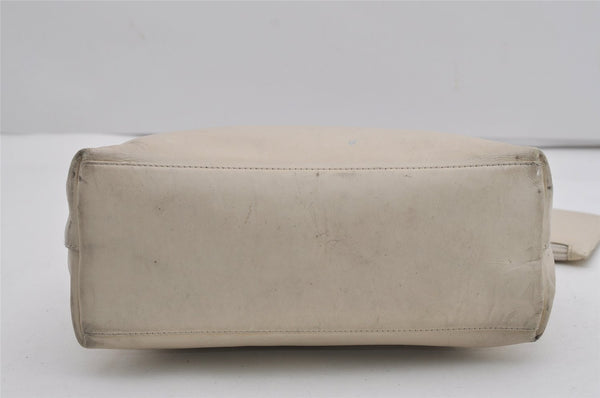 Authentic GUCCI Vintage Bamboo Shoulder Hand Bag Purse Leather White 9344I