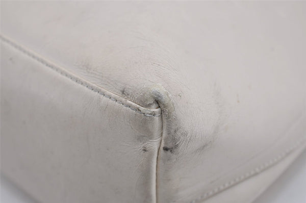 Authentic GUCCI Vintage Bamboo Shoulder Hand Bag Purse Leather White 9344I