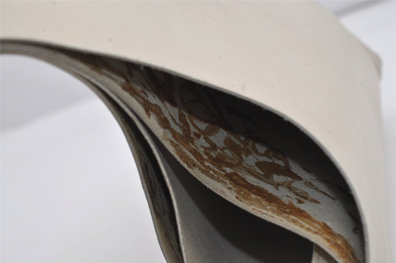 Authentic GUCCI Vintage Bamboo Shoulder Hand Bag Purse Leather White 9344I