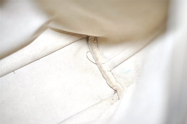 Authentic GUCCI Vintage Bamboo Shoulder Hand Bag Purse Leather White 9344I