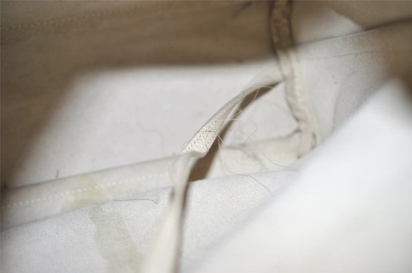 Authentic GUCCI Vintage Bamboo Shoulder Hand Bag Purse Leather White 9344I