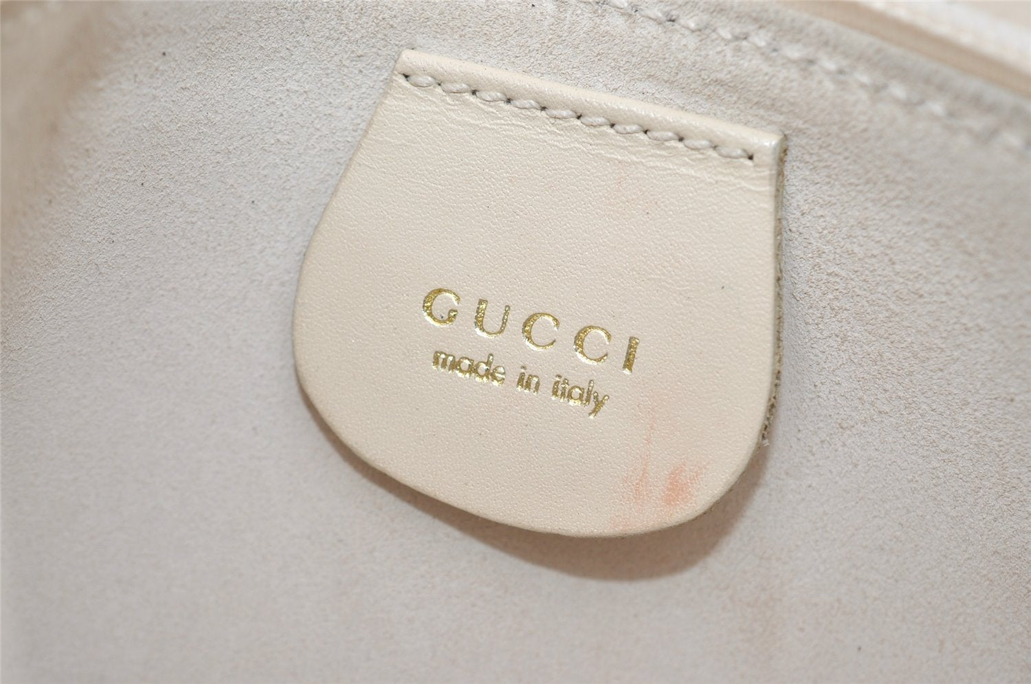 Authentic GUCCI Vintage Bamboo Shoulder Hand Bag Purse Leather White 9344I