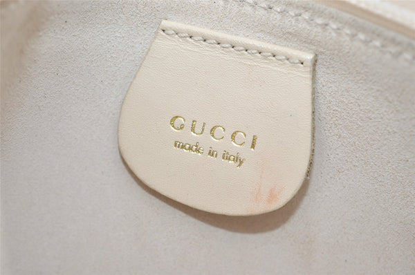 Authentic GUCCI Vintage Bamboo Shoulder Hand Bag Purse Leather White 9344I