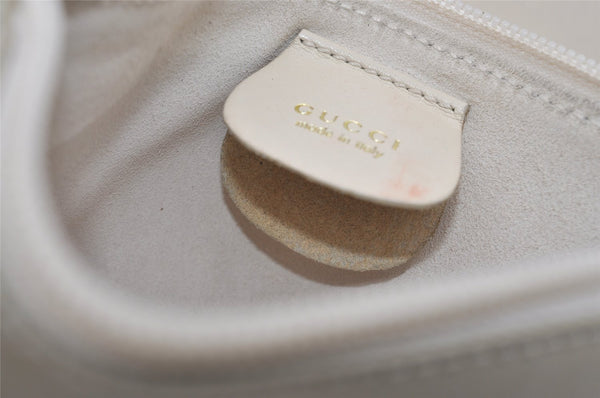 Authentic GUCCI Vintage Bamboo Shoulder Hand Bag Purse Leather White 9344I