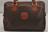 Authentic CELINE Macadam Blason Pattern Hand Boston Bag PVC Leather Brown 9345J