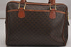 Authentic CELINE Macadam Blason Pattern Hand Boston Bag PVC Leather Brown 9345J