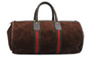 Authentic GUCCI Web Sherry Line Travel Boston Bag Suede Leather Brown 9346J