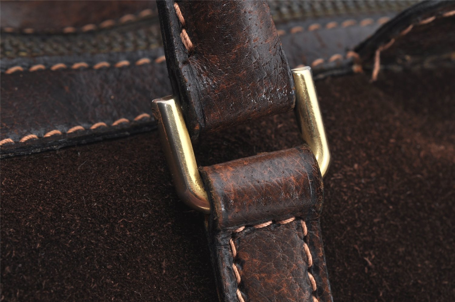 Authentic GUCCI Vintage Hand Boston Bag Purse Suede Leather Brown 9347J