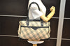 Authentic BURBERRY Vintage Nova Check Canvas Leather Hand Tote Bag Beige 9350J