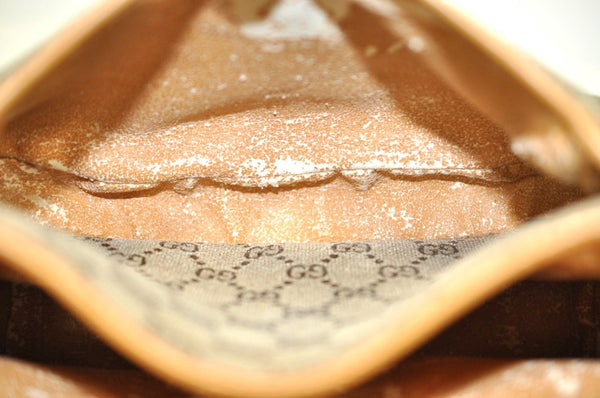 Authentic GUCCI Shoulder Cross Body Bag Purse GG Canvas Leather Brown Junk 9351G