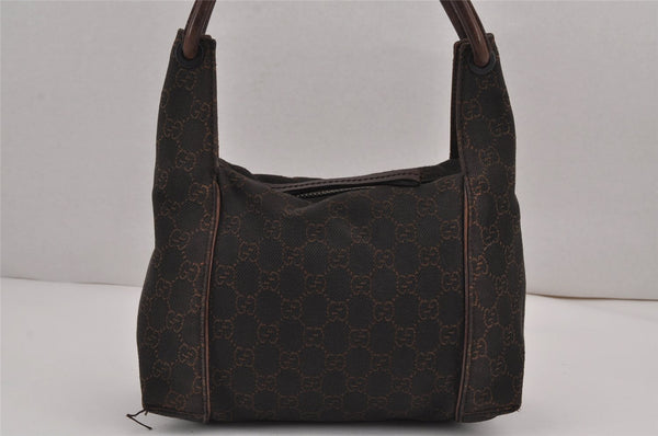 Authentic GUCCI Shoulder Hand Bag Purse GG Canvas Leather 101333 Brown 9351J