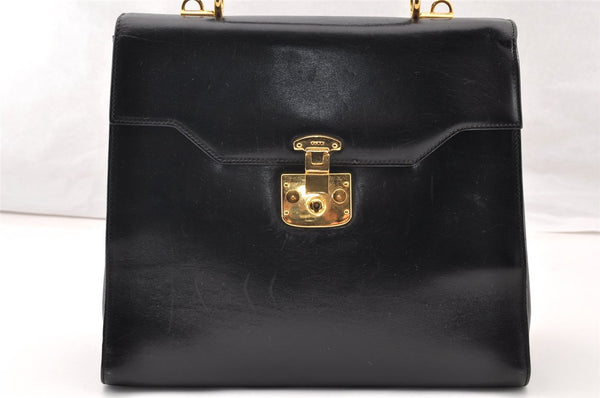 Authentic GUCCI Vintage 2Way Shoulder Hand Bag Purse Leather Black 9353I