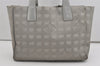 Authentic CHANEL New Travel Line Shoulder Tote Bag Nylon Leather Silver 9354I