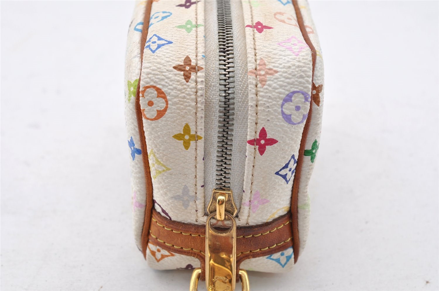 Auth Louis Vuitton Monogram Multicolor Trousse Wapiti Pouch M58033 White 9355I