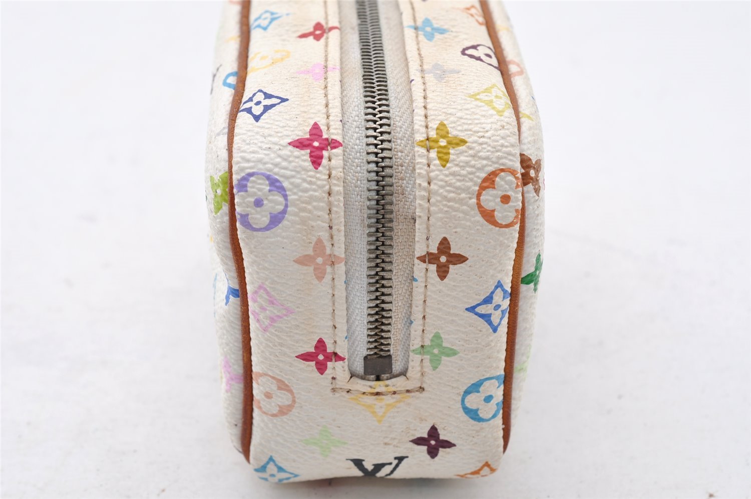 Auth Louis Vuitton Monogram Multicolor Trousse Wapiti Pouch M58033 White 9355I