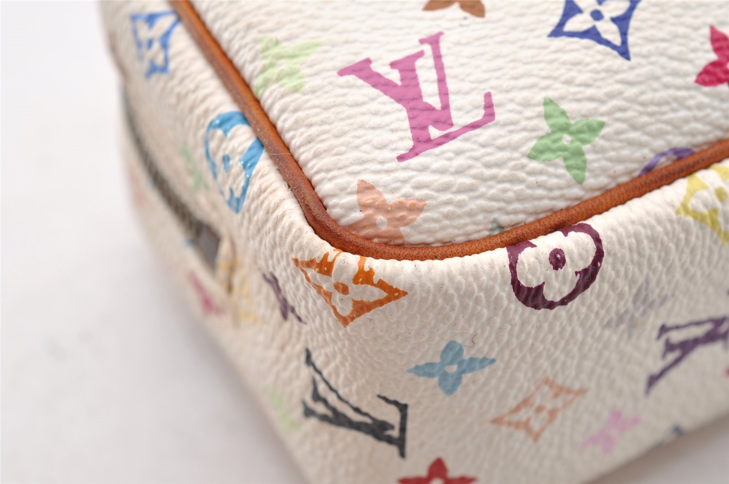 Auth Louis Vuitton Monogram Multicolor Trousse Wapiti Pouch M58033 White 9355I