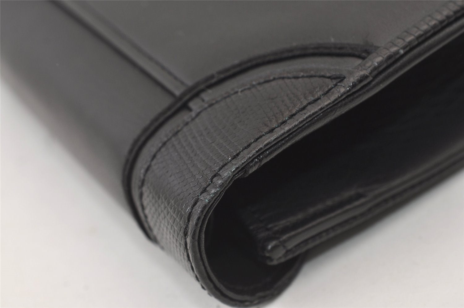 Authentic YVES SAINT LAURENT Clutch Hand Shoulder Bag Purse Leather Black 9361J