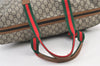 Authentic GUCCI Web Sherry Line GG Plus PVC Leather Travel Bag Brown 9367J