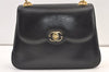 Authentic GUCCI Vintage Shoulder Hand Bag Purse Leather Navy Blue 9369J