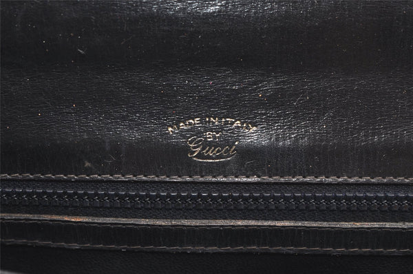 Authentic GUCCI Vintage Shoulder Hand Bag Purse Leather Navy Blue 9369J