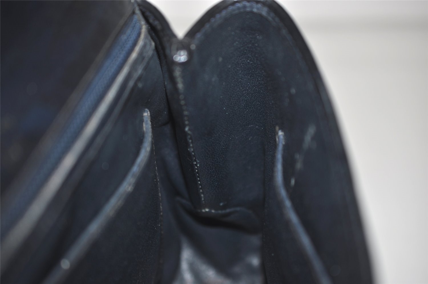 Authentic GUCCI Vintage Shoulder Hand Bag Purse Leather Navy Blue 9369J