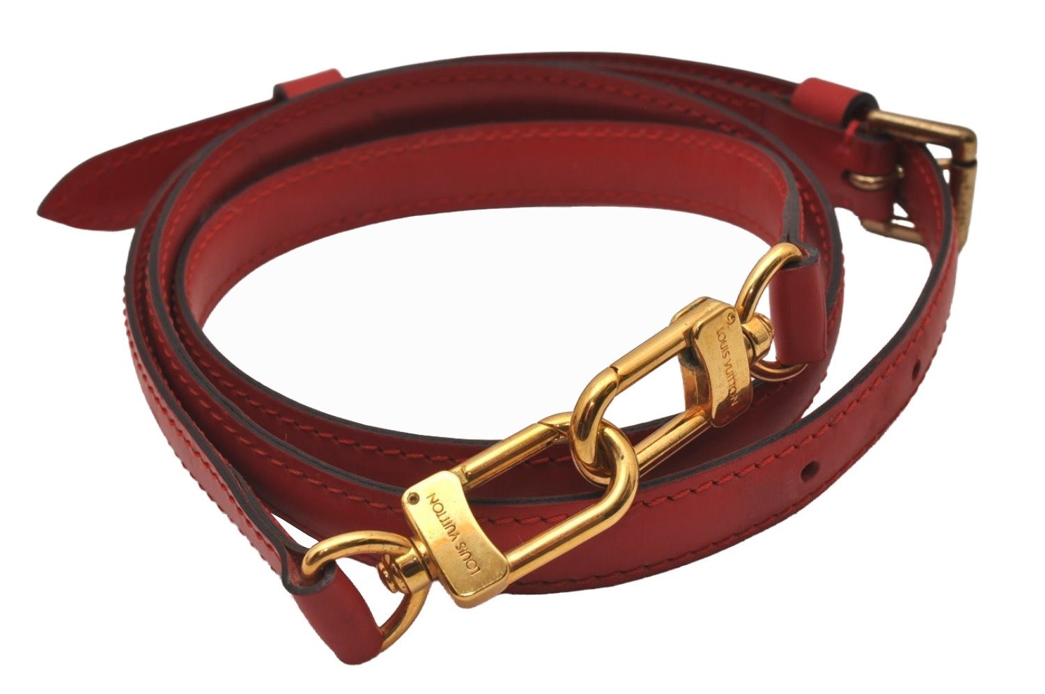 Authentic Louis Vuitton Leather Shoulder Strap Red 40.9-48