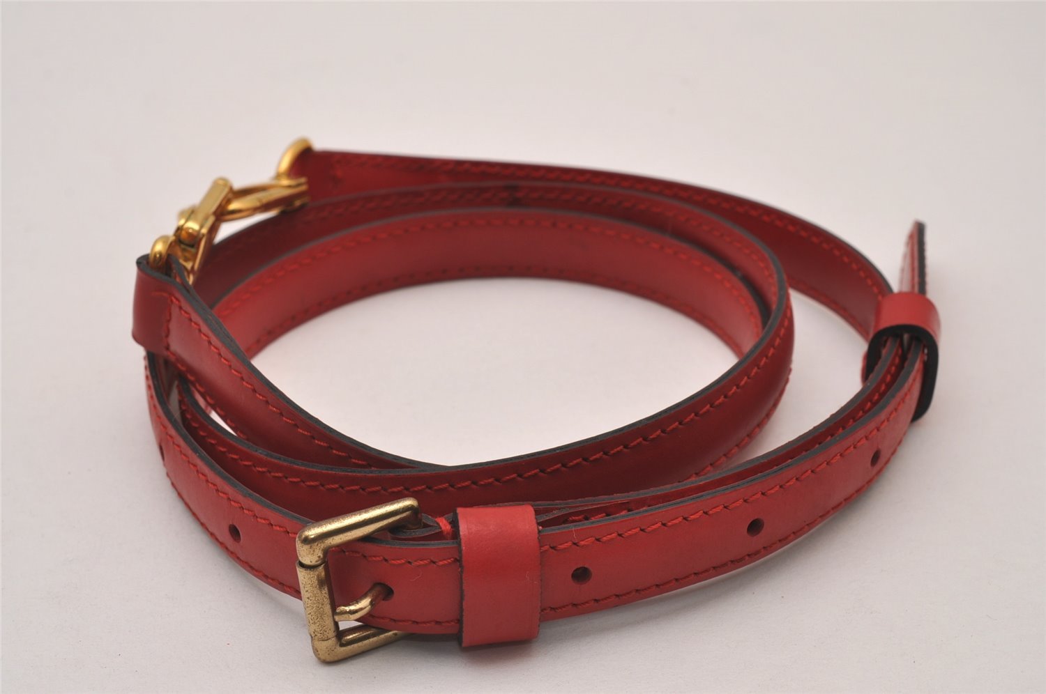 Authentic Louis Vuitton Leather Shoulder Strap Red 40.9-48