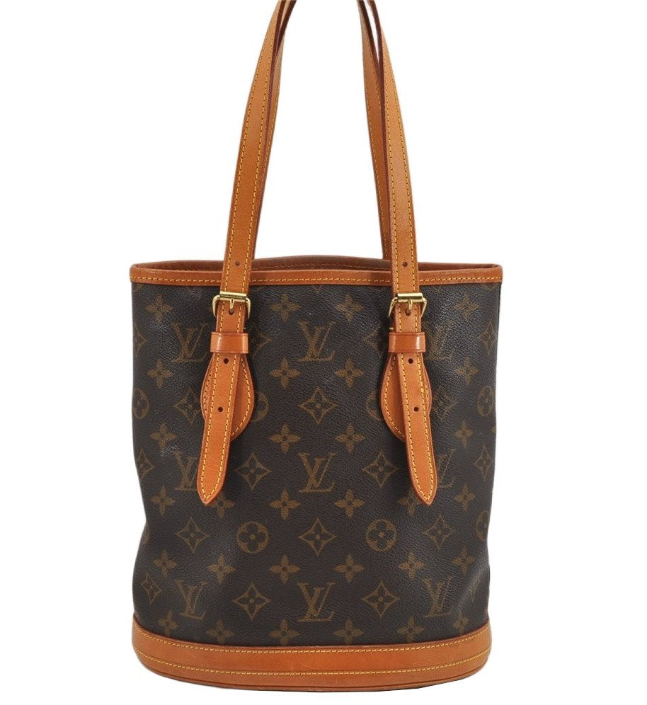 Authentic Louis Vuitton Monogram Bucket PM Shoulder Tote Bag M42238 Junk 9371J