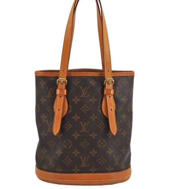 Authentic Louis Vuitton Monogram Bucket PM Shoulder Tote Bag M42238 Junk 9371J