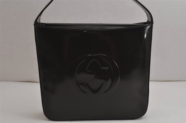 Authentic GUCCI Vintage Shoulder Hand Bag Purse GG Enamel Brown 9373J