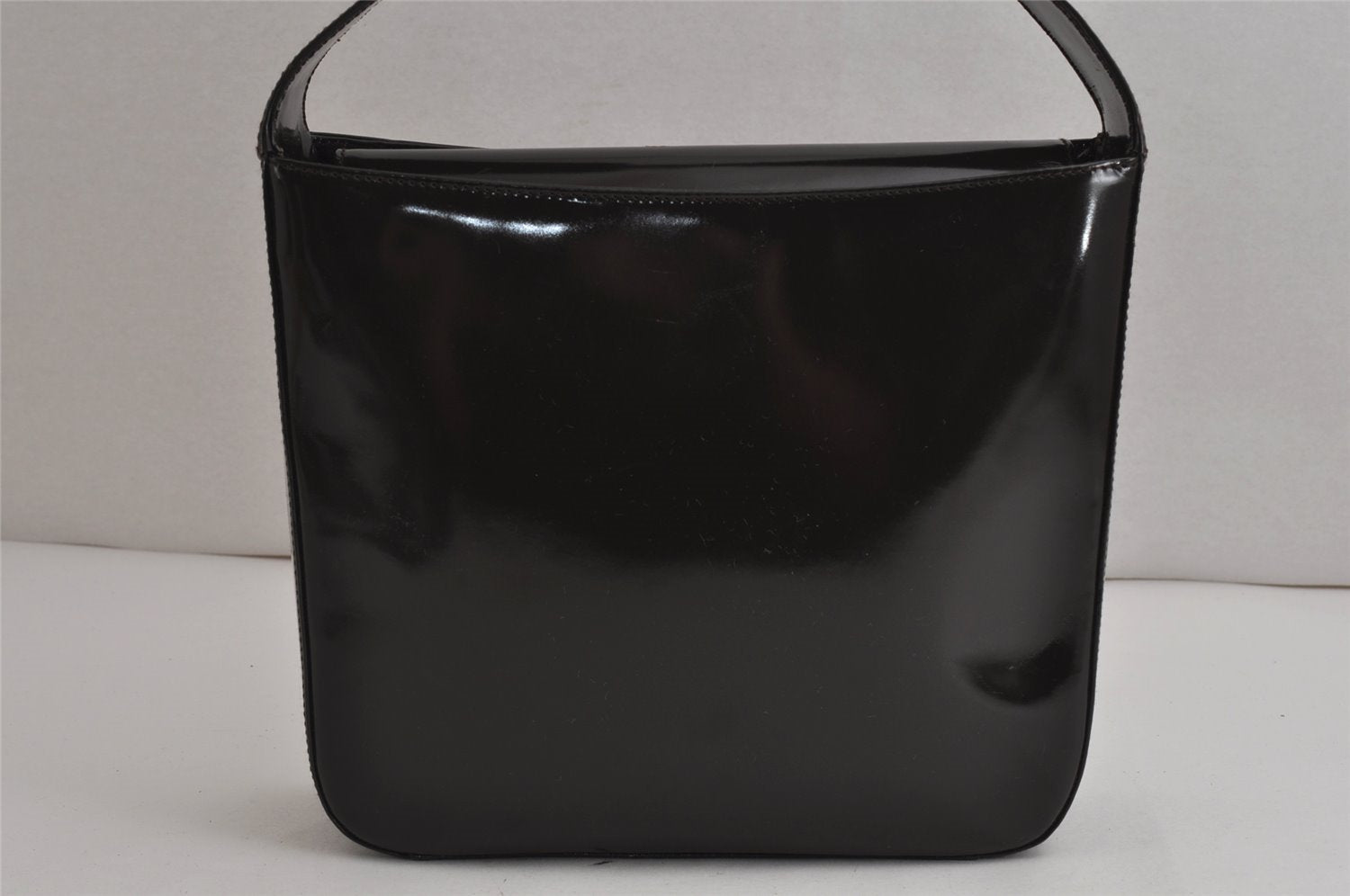 Authentic GUCCI Vintage Shoulder Hand Bag Purse GG Enamel Brown 9373J