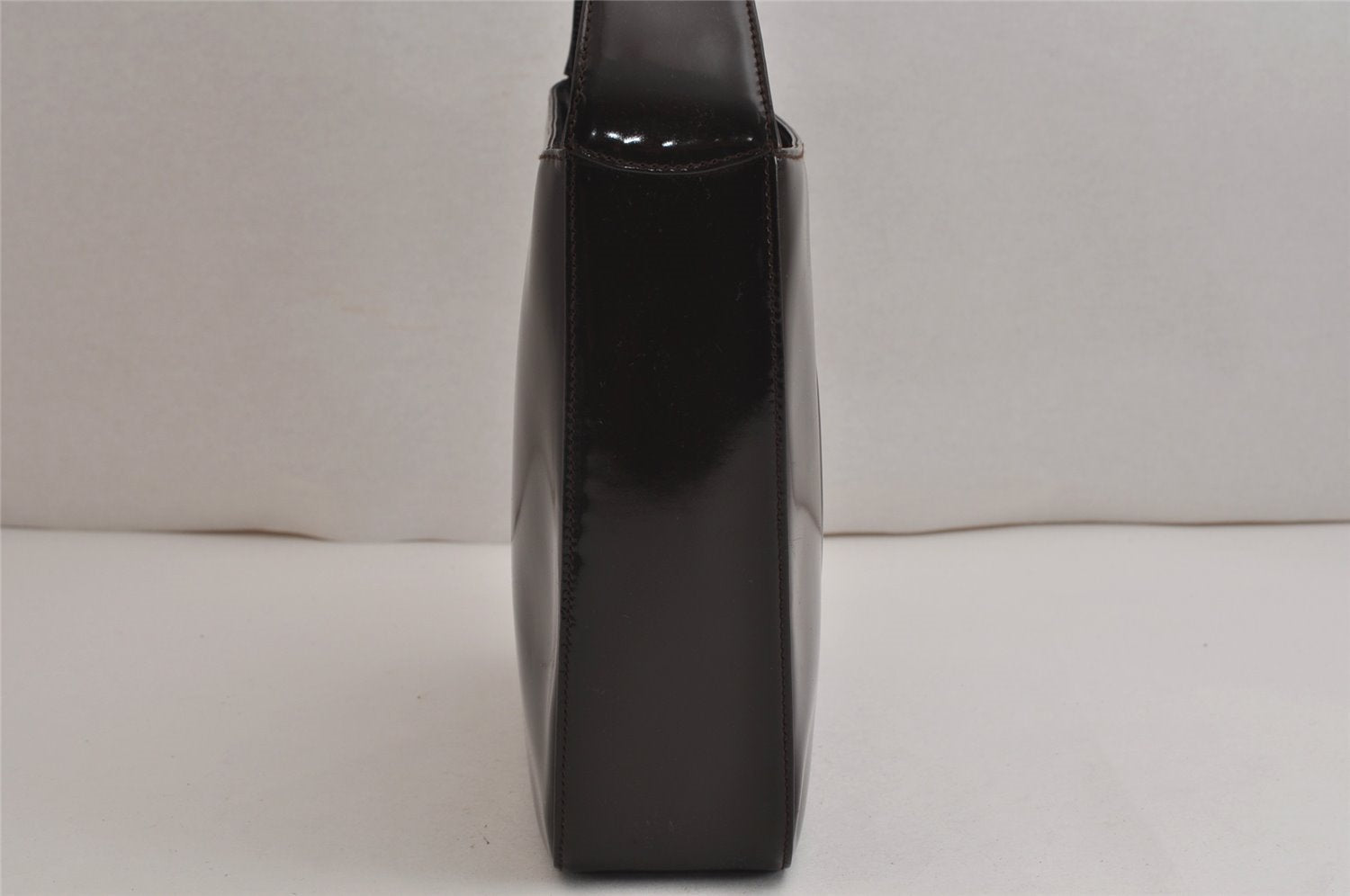 Authentic GUCCI Vintage Shoulder Hand Bag Purse GG Enamel Brown 9373J