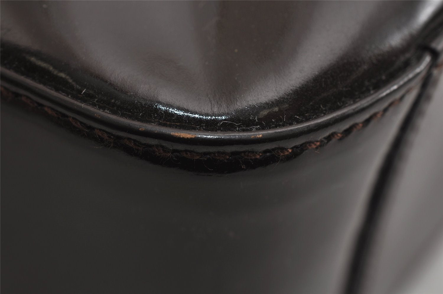 Authentic GUCCI Vintage Shoulder Hand Bag Purse GG Enamel Brown 9373J