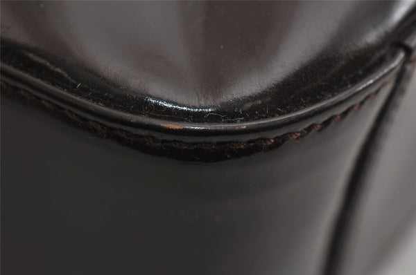 Authentic GUCCI Vintage Shoulder Hand Bag Purse GG Enamel Brown 9373J