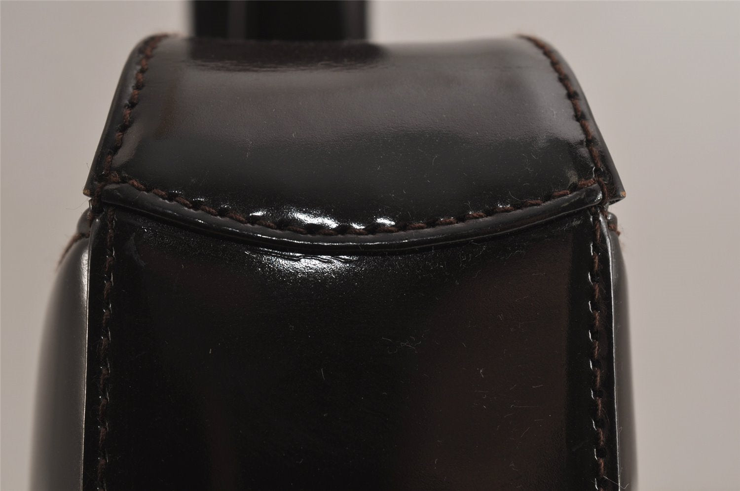 Authentic GUCCI Vintage Shoulder Hand Bag Purse GG Enamel Brown 9373J